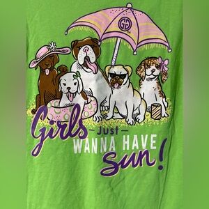 Girlie Girl Original Green Graphic Tee - Fun Dog Design